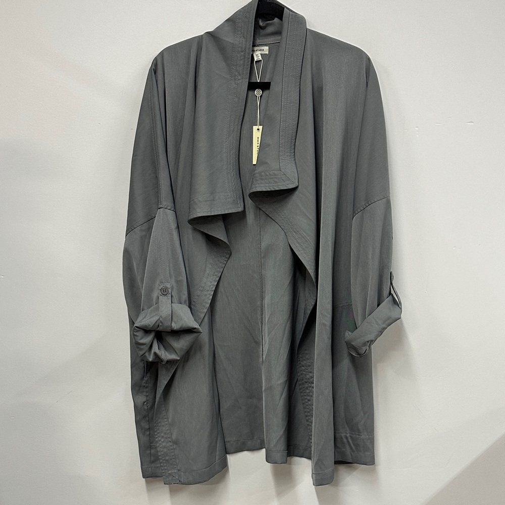Max Studio Charcoal Trench Coat 3X NEW